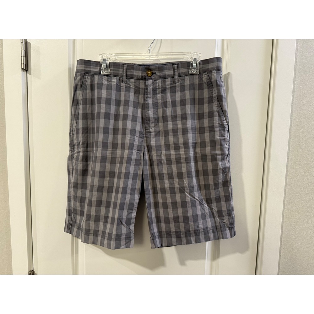 Tommy Hilfiger Mens Grey Gingham Plaid Chino Shorts‎ Size 32 Summer Preppy